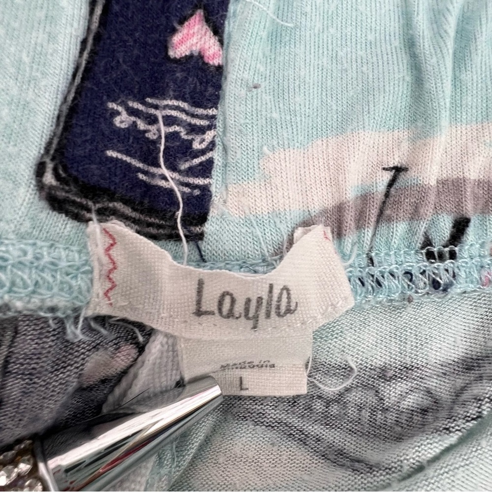 Layla pants joggers Italy cameras boat Pajamas luggage passport Print Blue - Picture 8 of 10